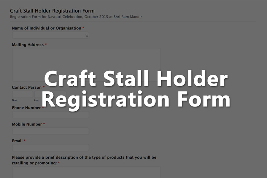 Craft Stall Holder Registration Form